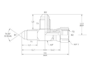 Sparex Hydraulic Tee Piece 7/16'' JIC Male x 7/16'' JIC Swivel Female x 7/16'' JIC Male | S.35091 - Product Image 2