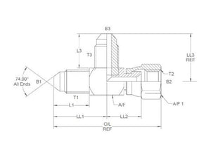 Sparex Hydraulic Tee Piece 1-1/16'' JIC Male x 1-1/16'' JIC Swivel Female x 1-1/16'' JIC Male | S.35095 - Product Image 2