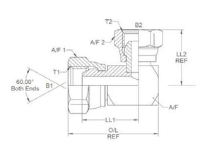 Sparex Hydraulic Adaptor 1'' BSP Swivel Female x 1'' BSP Swivel Female 90° Compact Elbow | S.35121 - Product Image 3