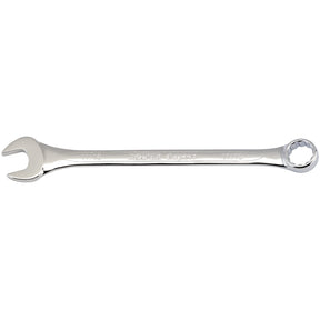 The Draper Imperial Combination Spanner, 11/16" - 8220AF features an open end on one side and a closed, ring end on the other. This spanner is branded "Draper" and crafted from durable chrome vanadium steel, meeting DIN3113 Specifications.