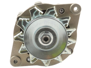 Close-up of the Alternator (Mahle) - 14V, 55 Amps (Sparex Part Number: S.35951), featuring a Single Groove Pulley, front housing, cooling fins, and central bolt from the brand Sparex.