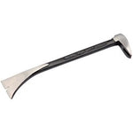 The Draper Pry Bar/Nail Puller, 250mm - NPCB, is a black and silver tool made from durable carbon steel, featuring a double-ended nail puller on one end and a flat, angled edge on the other.