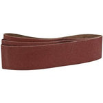 The Draper Abrasive Sanding Belts, 100 x 915mm, 80 Grit (Pack of 3) - SB436C are looped brown sandpaper belts with a smooth abrasive surface perfect for sanding and smoothing materials. These belts are designed to fit bench-type belt sanders perfectly and come in a pack of three.