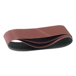 A folded Draper Aluminium Oxide Sanding Belt, 533 x 75mm, 80 grit (Pack of 3) - APT12C, with a cloth backing in brown, isolated on a white background and ideal for use with belt sanders.