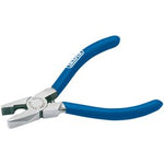 Image of Draper Spring Loaded Combination Pliers, 125mm - 61A, showcasing blue-handled pliers with a metallic jaw. These Draper pliers feature induction hardened cutting edges for durability and a side cutter design with spring-loaded handles, making them ideal for gripping or cutting tasks.