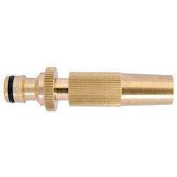 The Draper Brass Spray Nozzle - GWB8/H, featuring a ribbed grip, black O-ring, and sturdy brass connectors.