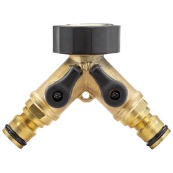 Draper Brass Double Tap Connector With Flow Control, 3/4" - GW44/H - Farming Parts