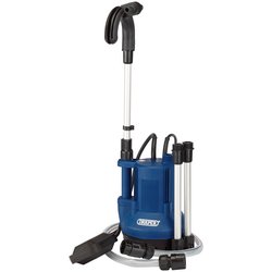 The Draper Submersible Clean Water Butt Pump with Float Switch (WBP2A) features hose attachments, a 230V motor, and a power cord, and delivers 40L/Min with its 350W capacity.