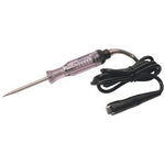 The Draper 6-24V DC Heavy Duty Automotive Circuit Tester - 1175 features a transparent handle, a metal tip, and an attached robust black power cord.