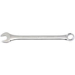 The Draper Combination Spanner, 22mm - 8220MM features an open end on one side and a box end on the other. Crafted from durable chrome vanadium steel for enhanced strength and longevity, this tool meets DIN3113 specifications, ensuring top-notch quality and reliability.