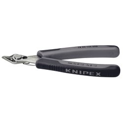 A pair of Draper Knipex 78 03 125 ESD Non Bevel Electrostatic Super Knips, partially open, crafted with black and gray handles from Professional Quality tool steel.