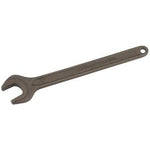 The Draper Single Open End Spanner, 15mm - 5894 is meticulously crafted from chrome vanadium steel and features a hole at the handle's end for convenient hanging.