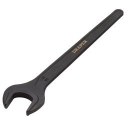 A Draper Single Open End Spanner, 24mm - 5894, featuring "DRAPER" engraved on the handle and a durable black phosphate finish.