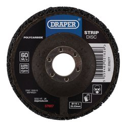 Draper Polycarbide Strip Disc, 115mm, 22.23mm, 180 Grit, Black - SDB115 - Farming Parts