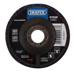 Draper Polycarbide Strip Disc, 115mm, 22.23mm, 180 Grit, Purple - SDP115 - Farming Parts