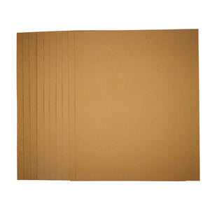 Stack of seven Draper General Purpose Sanding Sheets, 230 x 280mm in assorted grit, neatly arranged in a row against a white background.