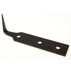 A Draper Windscreen Removal Tool Blade, 25mm - YWRT is a black metal tool with a flat handle featuring three round holes and a curved, pointed end.