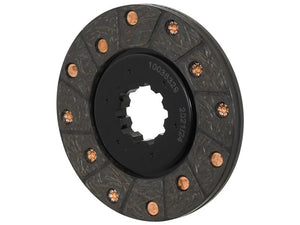 Introducing the Brake Friction Disc (Sparex Part Number: S.38202) by Sparex—a circular metallic clutch disc with a central spline hub, adorned with multiple copper-colored rivets around its 141mm outer diameter, and featuring an organic lining for superior performance.