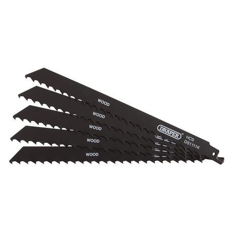 Draper Reciprocating Saw Blades For Wood And Plastic Cutting, 225mm, 3Tpi (Pack Of 5) - DS111K - Farming Parts