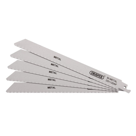 Draper Bi-Metal Reciprocating Saw Blades For Metal Cutting, 225mm, 24Tpi (Pack Of 5) - DS1122AF - Farming Parts