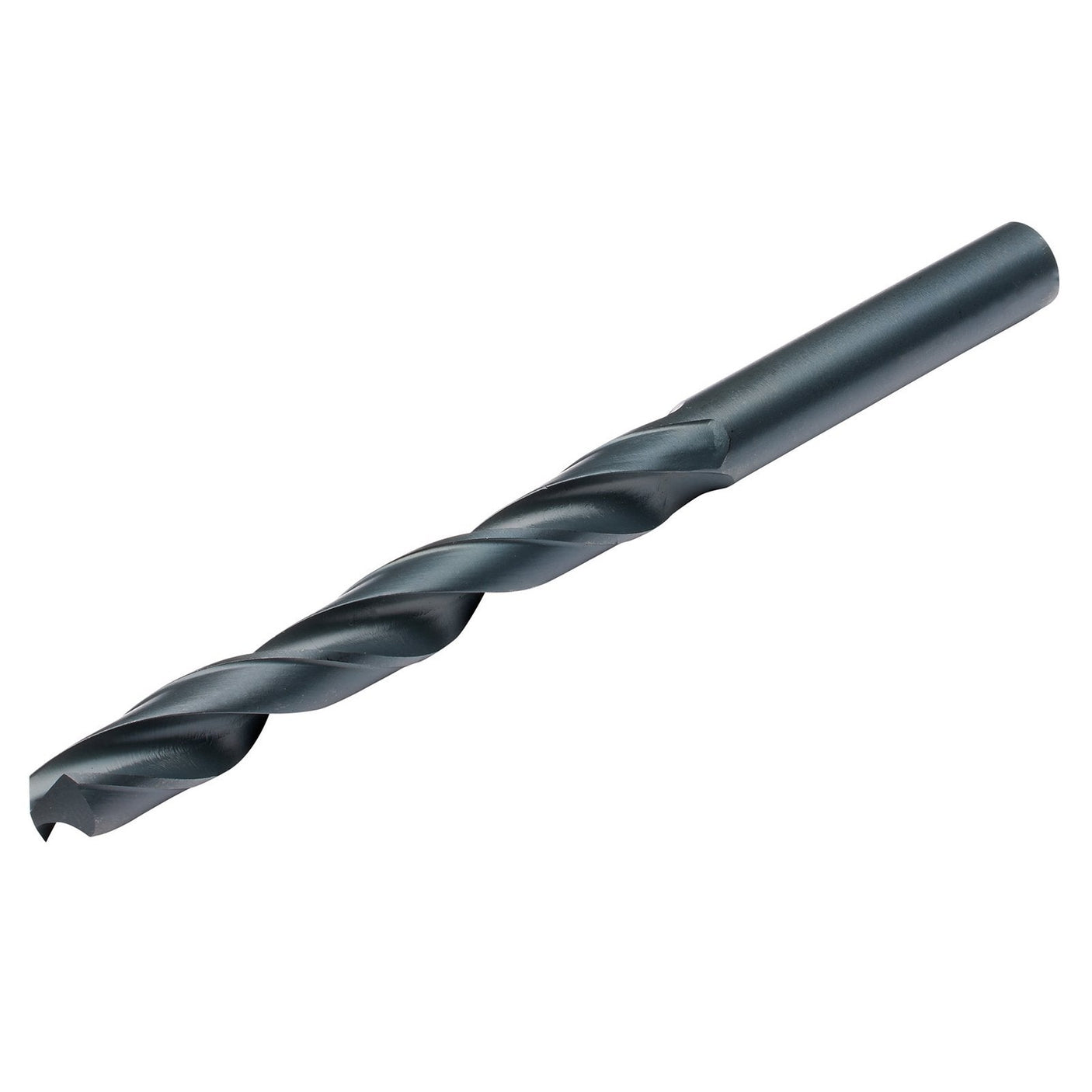 The Draper HSS Drill Bit, model H29MPB with an 8.5mm diameter, compliant with DIN338 standards, featuring a cylindrical shank and helical flutes, lies on a white background.