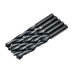 A set of five Draper 10.5mm black metal DIN338 HSS drill bits arranged side by side.