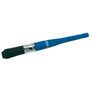 A display-ready Draper Parts Cleaning Brush, 275mm - 4858, featuring a blue plastic handle, black bristle head, and a shiny metal ferrule.