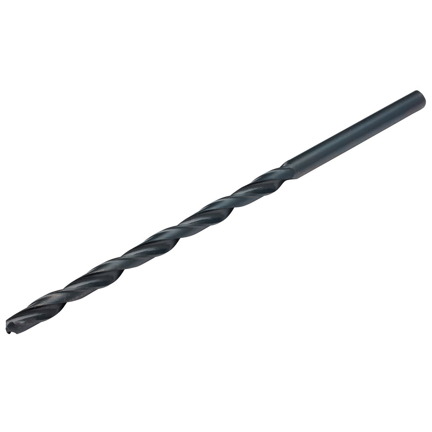 The Draper HSS Extra Long Drill Bit, 5.5 X 139mm - DBHSSL is displayed against a white background. Crafted from high-speed steel for durability and conforming to DIN 340 standards, this long series bit is ideal for use in power drills.