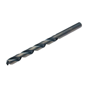 A Draper HSS Extra Long Drill Bit, 12.5 x 200mm - H29MC/L, featuring a conical cutting tip and a cylindrical shank, designed in accordance with DIN 340 ISO 494 standards, against a white background.