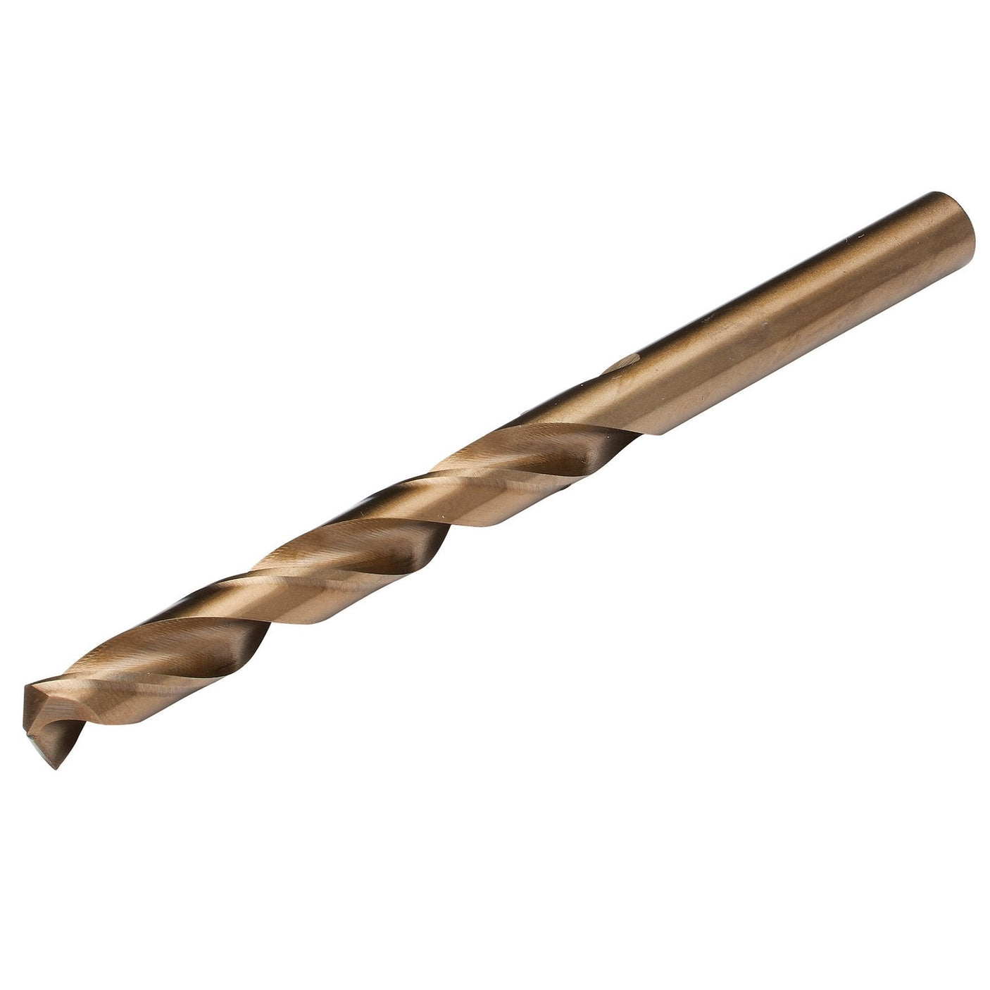 Close-up of a Draper Hss Cobalt Drill Bit, 7.5mm - H30PB, featuring a gold-colored helical groove for enhanced durability when drilling holes in various materials.