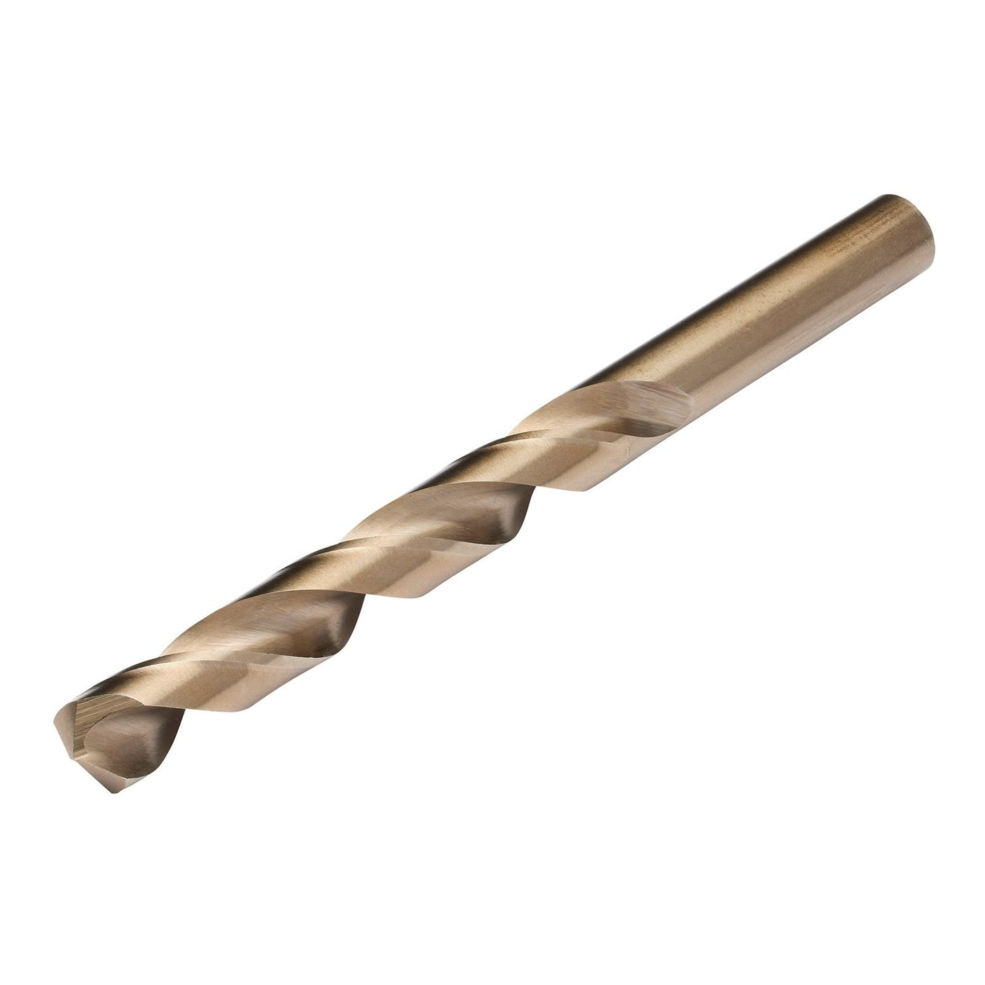 Close-up of the Draper Hss Cobalt Drill Bit, 11.0mm - H30PB, featuring a spiral flute design and a cylindrical shank.