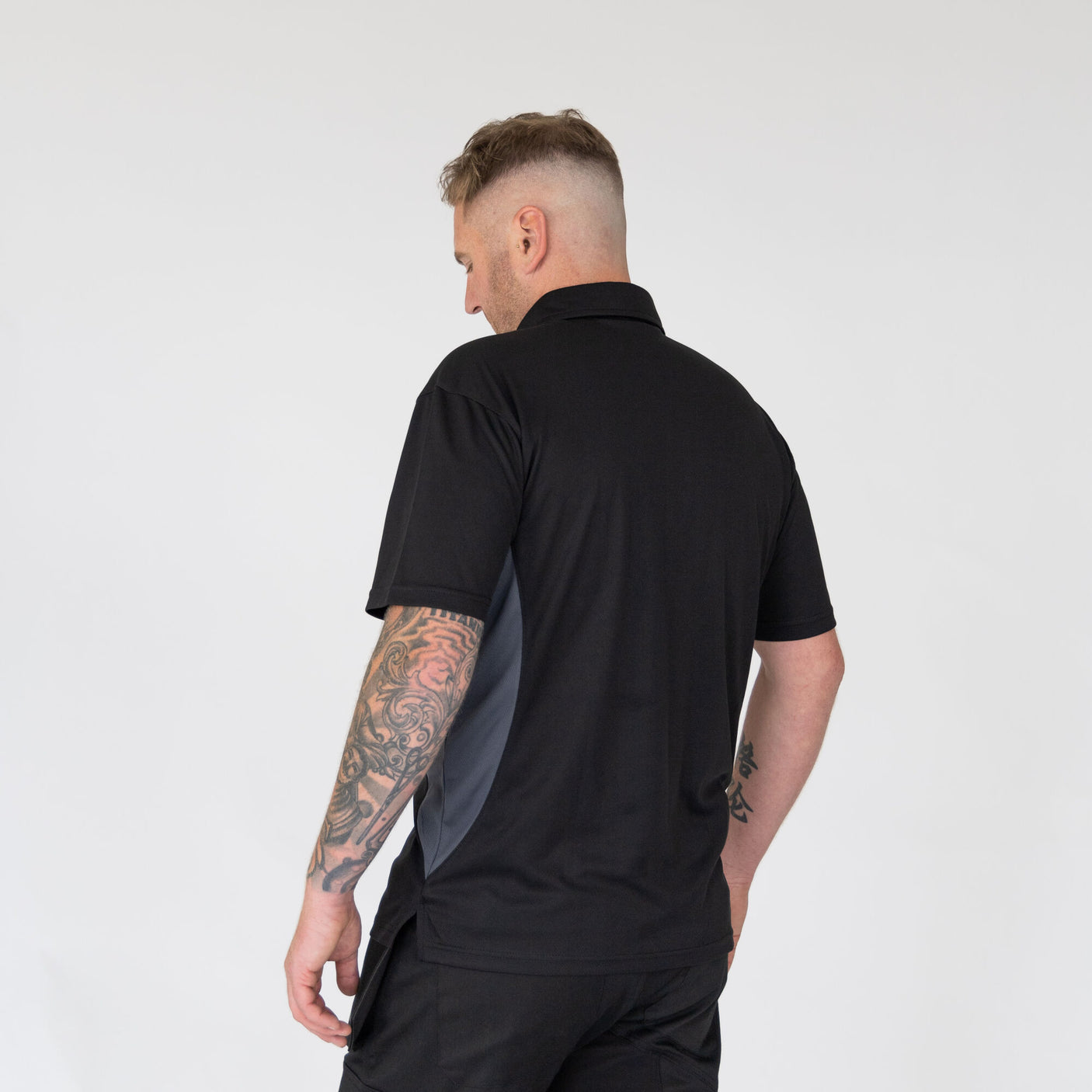 Xpert Pro Stretch Polo Shirt Black/Grey - Farming Parts