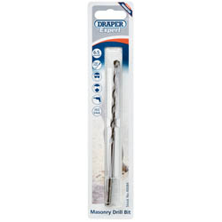 The Draper Masonry Drill Bit, 6.5 x 150mm - MD12PB, packaged in plastic, features a tungsten carbide-tipped design and is ideal for drilling into masonry surfaces.