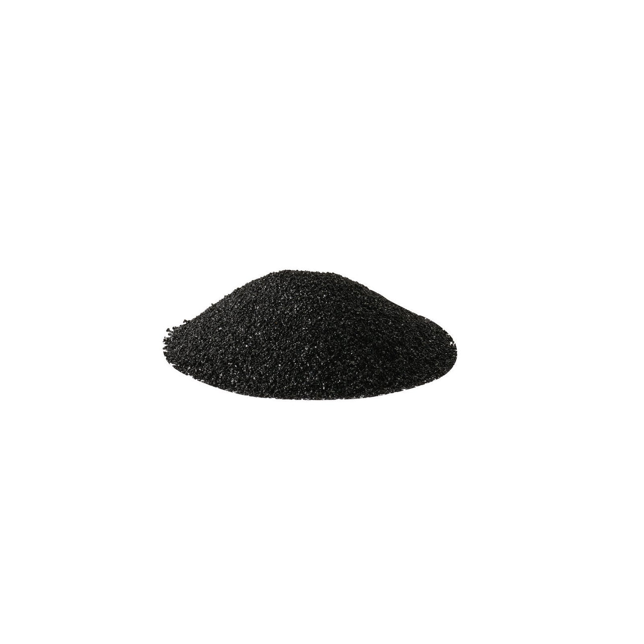 A small pile of Draper Iron Silicate Abrasive Grit, Fine Grade, 25Kg - SBK-GF on a white background.