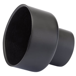 A black cylindrical plastic object with a wider top and narrower base, resembling an adapter or connector. No product description is currently available. Product Name: Draper Reducing Adaptor 100 To 58mm (For Stock No. 40130 And 40131) - ADE22 Brand: Draper.