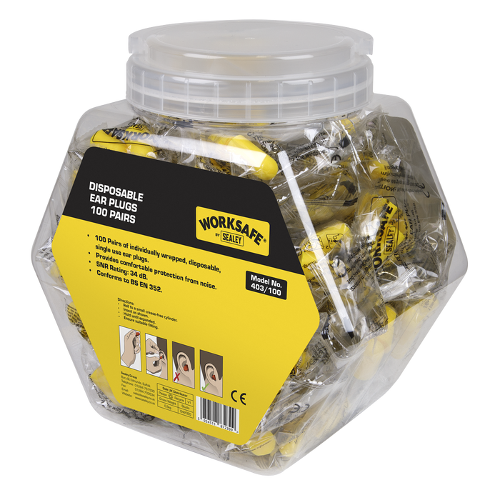 Sealey Ear Plugs Disposable 100 Pairs 403/100