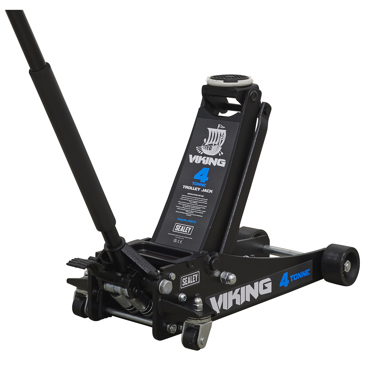 Viking Professional Trolley Jack 4 Tonne Low Profile with Rocket Lift - 4040TB - Farming Parts