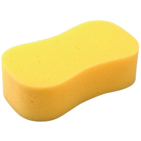 The Draper Synthetic Sponge - SJ, from the Draper brand, is yellow, rectangular with rounded edges, and has a slightly textured surface. It sits against a white background and is perfect for washing walls or vehicles.