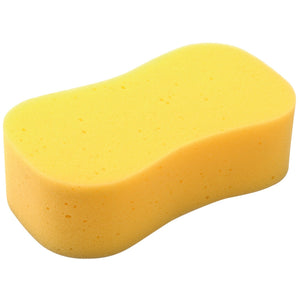 The Draper Synthetic Sponge - SJ, from the Draper brand, is yellow, rectangular with rounded edges, and has a slightly textured surface. It sits against a white background and is perfect for washing walls or vehicles.