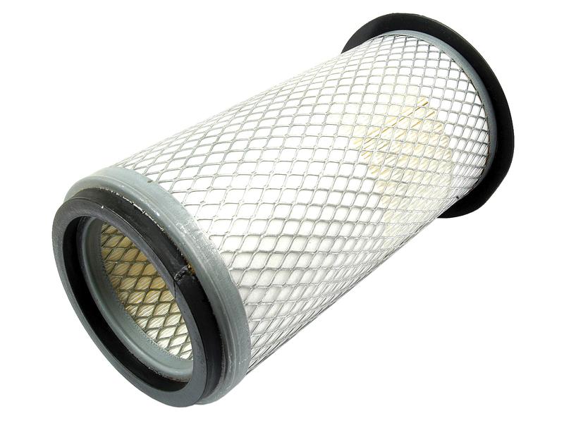 The Sparex Air Filter - Outer, part number S.40549, features a cylindrical design with a metal mesh exterior and black rubber sealing on both ends, making it ideal for use as a Massey Ferguson air filter.