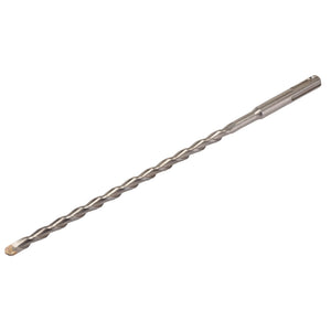 The Draper Sds+ Masonry Drill Bit, 6.0 X 210mm - DSDS/PB is a long, silver-colored drill bit with a twisted design and a pointed tip, intended for use with power drills and meeting ISO 5468 specifications.