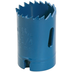 A blue Draper HSS bi-metal hole saw with a 32mm size marking.