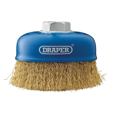 Draper Brassed Steel Crimped Wire Cup Brush, 100mm, M14 - WBC3 - Farming Parts