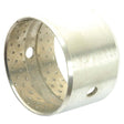 The Axle Pivot Pin Bush - S.41758 by Sparex is a cylindrical metal bushing featuring two circular holes and multiple small perforations around its surface, meticulously designed to achieve precise ID and OD dimensions.