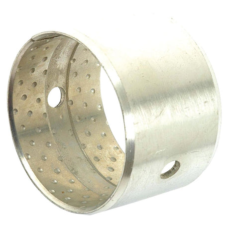 The Axle Pivot Pin Bush - S.41758 by Sparex is a cylindrical metal bushing featuring two circular holes and multiple small perforations around its surface, meticulously designed to achieve precise ID and OD dimensions.