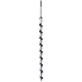 A Draper Extra Long Pattern Auger Bit, 19 X 400mm - AB4XL in silver and black, featuring a pointed tip and combination type shank.