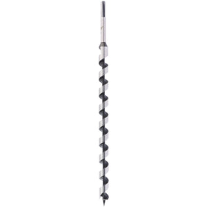 A Draper Extra Long Pattern Auger Bit, 19 X 400mm - AB4XL in silver and black, featuring a pointed tip and combination type shank.