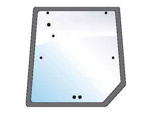 Illustration of the Sparex Rear Window (Sparex Part Number: S.43100) featuring a gray border, multiple small black bolts or screws around its perimeter, and fitted with glazing rubber for added security.