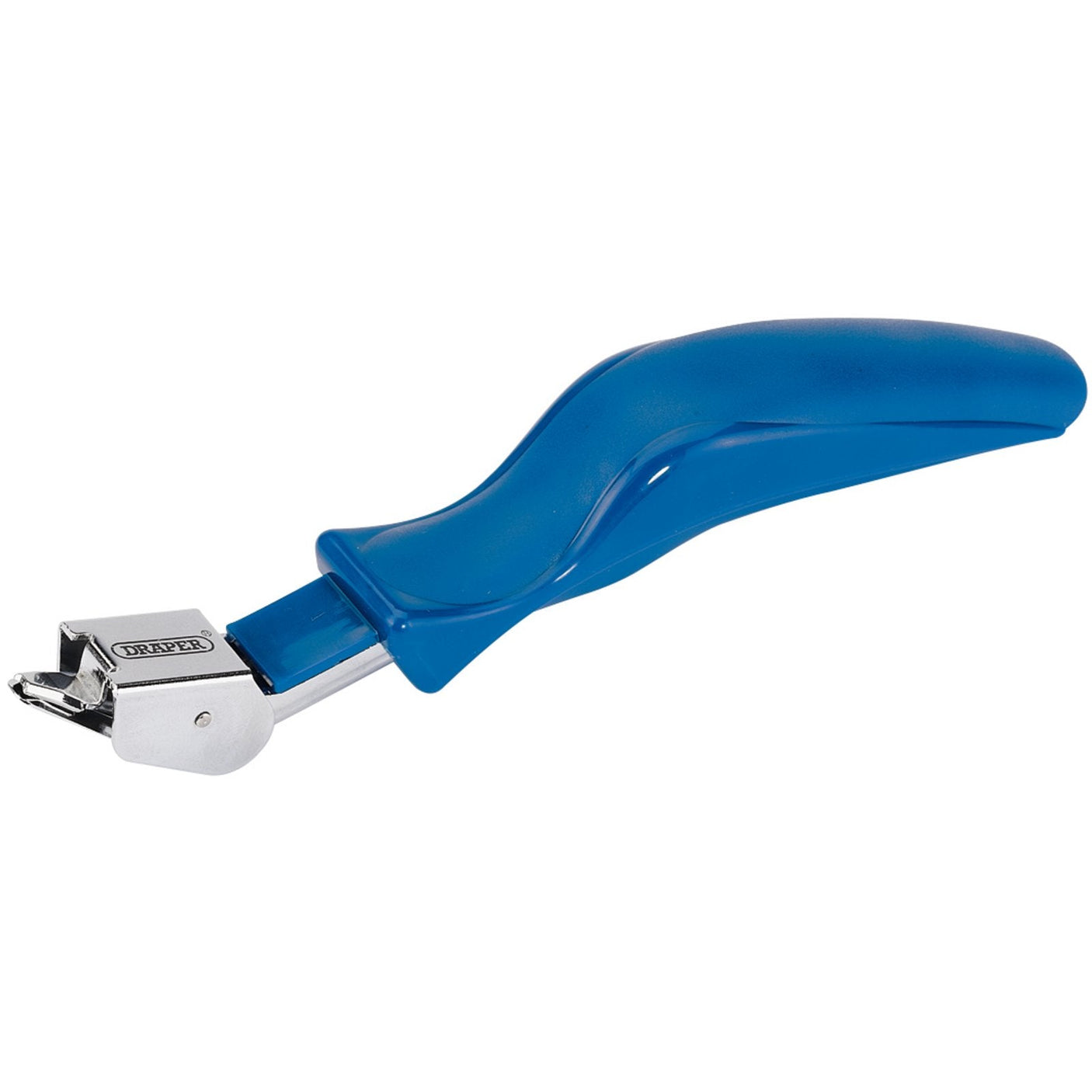 The Draper Heavy Duty Staple Remover - SR1 features an ergonomic blue plastic handle and a durable silver metal tip, making it ideal for removing heavy gauge staples.