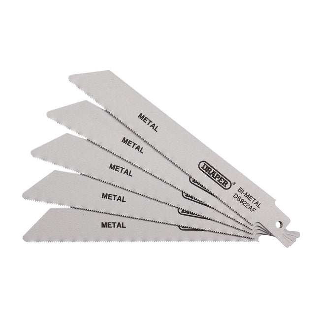 Draper Bi-Metal Reciprocating Saw Blades For Metal Cutting, 150mm, 24Tpi (Pack Of 5) - DS922AF - Farming Parts